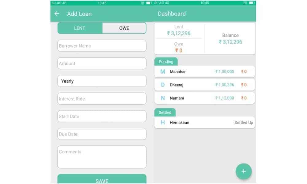 Loaned Money Tracking App