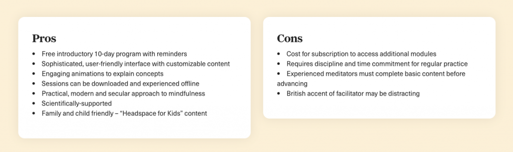 pros and cons of Headspace app